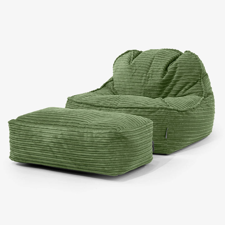 Sloucher Bean Bag Chair 2.0 - Cord Forest Green 02