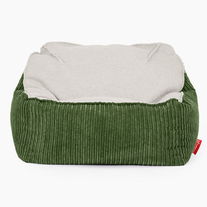 Sloucher Bean Bag Chair - Boucle & Cord Forest Green 02