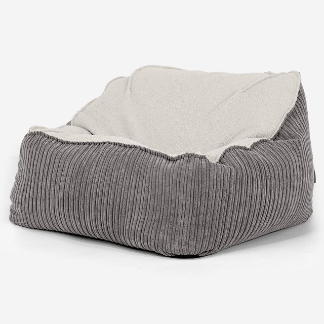 Sloucher Bean Bag Chair - Boucle & Cord Graphite Grey 01