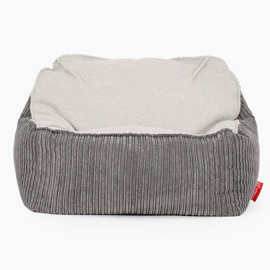 Sloucher Bean Bag Chair - Boucle & Cord Graphite Grey 02