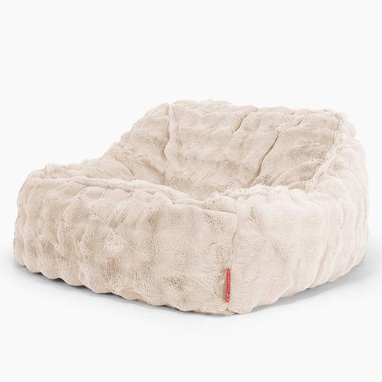 Sloucher Bean Bag Chair - Bubble Faux Fur Cream 01