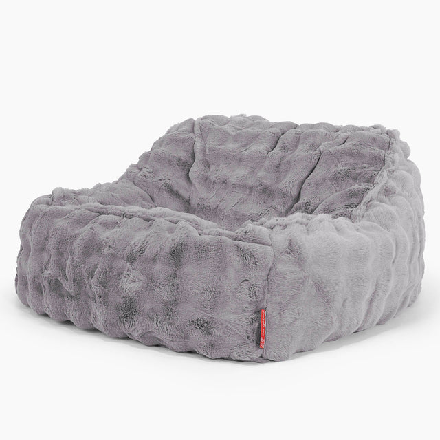 Sloucher Bean Bag Chair - Bubble Faux Fur Grey 01