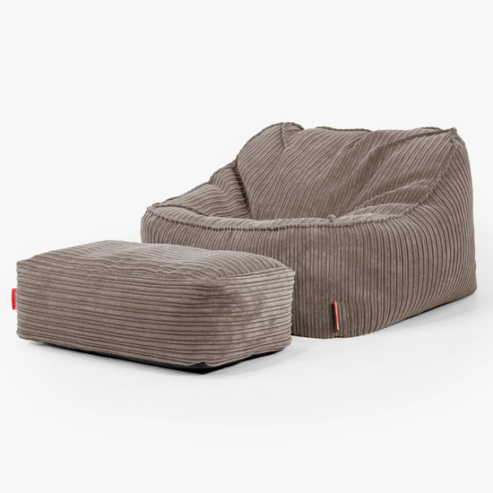 Sloucher Bean Bag Chair - Cord Dovetail Grey 02