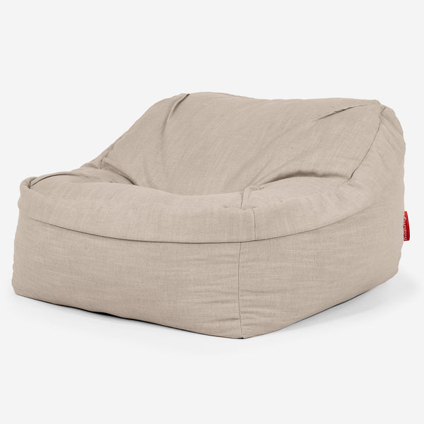 Sloucher Bean Bag Chair - Linen Look Cream 01