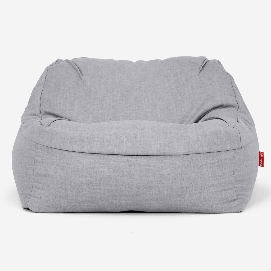 Sloucher Bean Bag Chair - Linen Look Silver 02