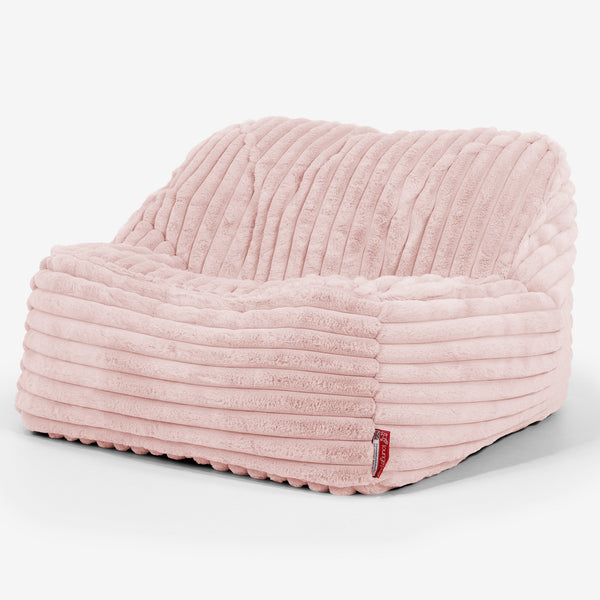 Sloucher Bean Bag Chair - Ultra Plush Cord Dusty Pink