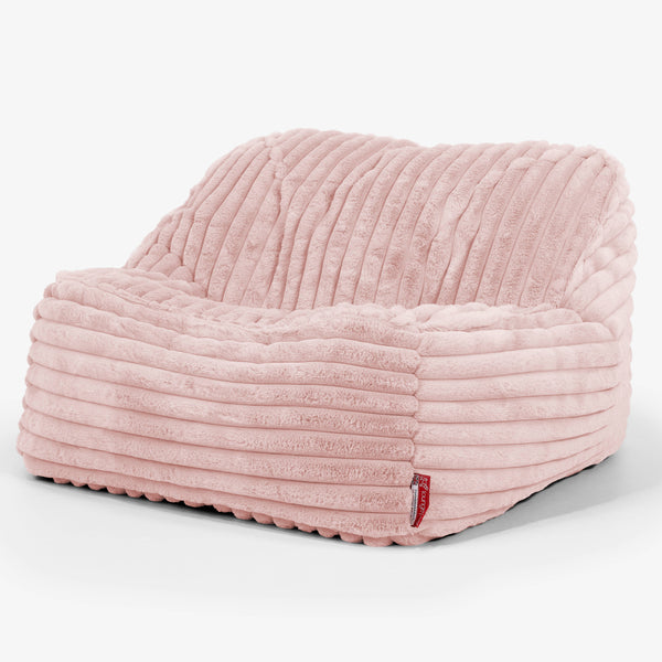 Sloucher Bean Bag Chair - Ultra Plush Cord Dusty Pink 01