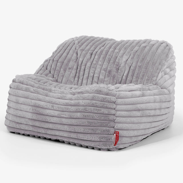Sloucher Bean Bag Chair - Ultra Plush Cord Grey 01