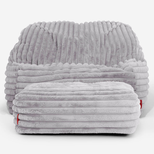 Sloucher Bean Bag Chair - Ultra Plush Cord Grey 03
