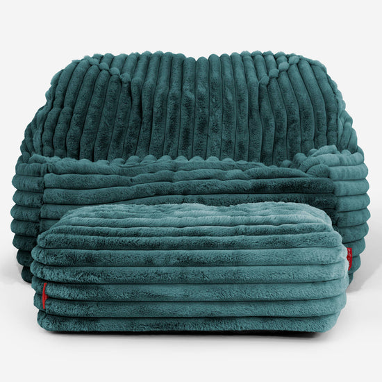 Sloucher Bean Bag Chair - Ultra Plush Cord Teal 03