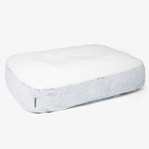 Sloucher Large Dog Bed - Fluffy Faux Fur Rabbit Dusty Blue