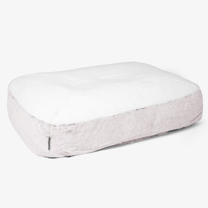 Sloucher Large Dog Bed - Fluffy Faux Fur Rabbit Dusty Pink