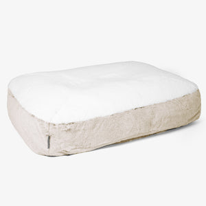 Sloucher Large Dog Bed - Fluffy Faux Fur Rabbit Golden Brown