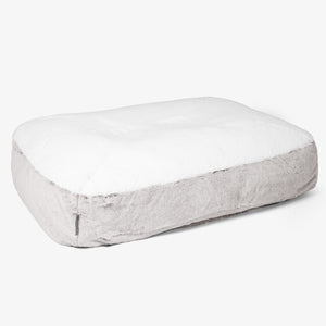 Sloucher Large Dog Bed - Fluffy Faux Fur Rabbit Light Grey