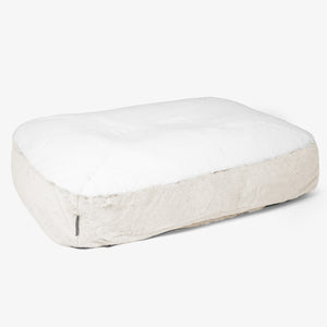 Sloucher Large Dog Bed - Fluffy Faux Fur Rabbit White