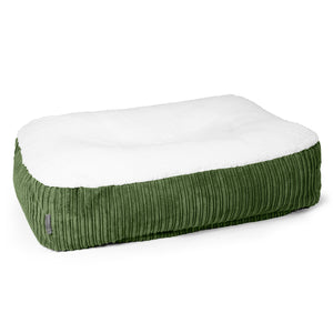 Sloucher Large Dog Bed - Sherpa & Cord Forest Green