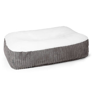 Sloucher Large Dog Bed - Sherpa & Cord Graphite Grey