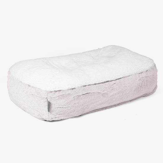 Sloucher Medium Dog Bed - Fluffy Faux Fur Rabbit Dusty Pink 01