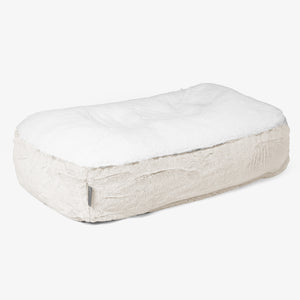 Sloucher Medium Dog Bed - Fluffy Faux Fur Rabbit White