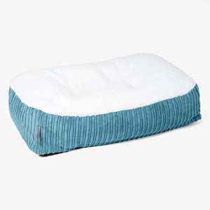 Sloucher Medium Dog Bed - Sherpa & Cord Aegean Blue