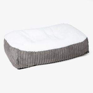 Sloucher Medium Dog Bed - Sherpa & Cord Graphite Grey