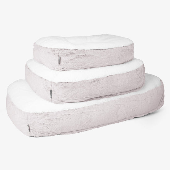 Sloucher XL Dog Bed - Fluffy Faux Fur Rabbit Dusty Pink 02