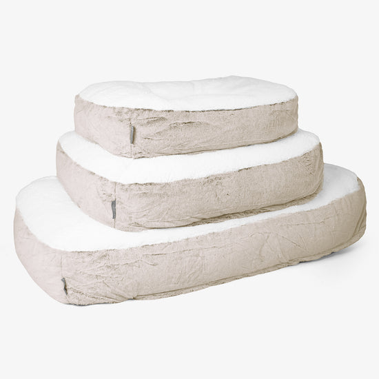 Sloucher XL Dog Bed - Fluffy Faux Fur Rabbit Golden Brown 02