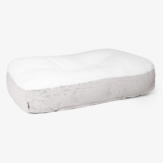 Sloucher XL Dog Bed - Fluffy Faux Fur Rabbit Light Grey 01