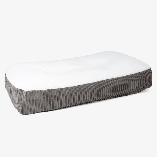 Sloucher XL Dog Bed - Sherpa & Cord Graphite Grey 01