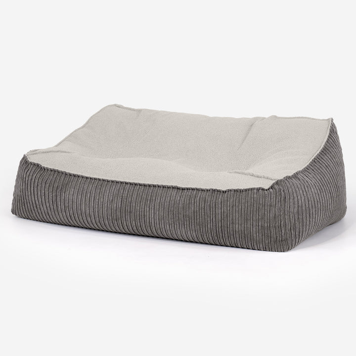 Sloucher Bean Bag Sofa - Boucle & Cord Graphite Grey 01