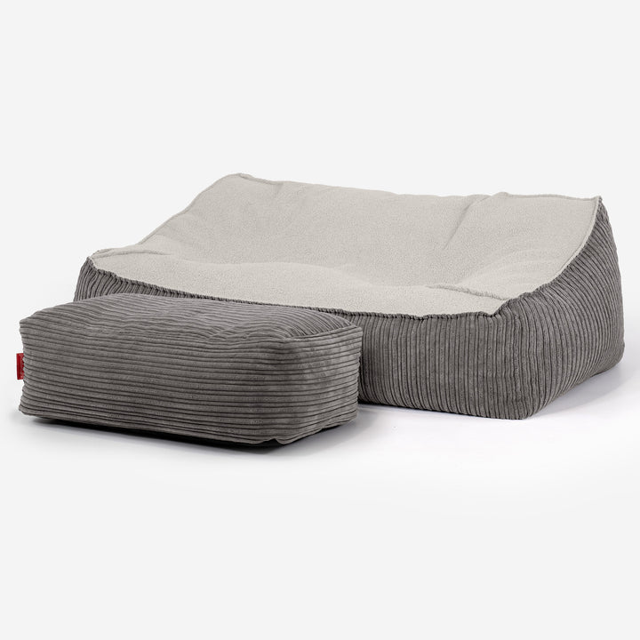 Sloucher Bean Bag Sofa - Boucle & Cord Graphite Grey 03