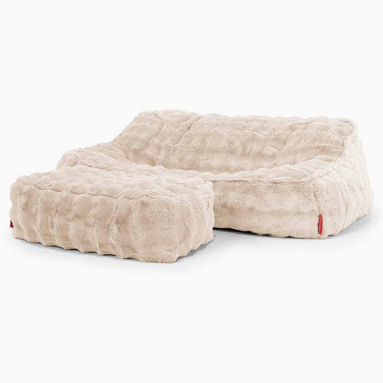 Sloucher Bean Bag Sofa - Bubble Faux Fur Cream 03