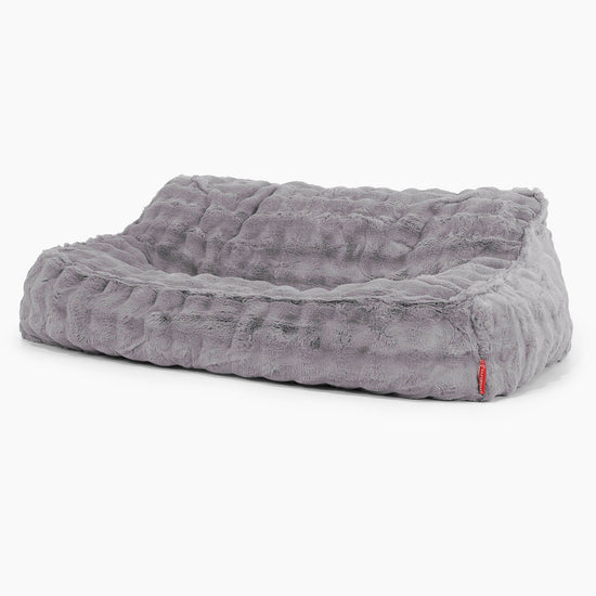 Sloucher Bean Bag Sofa - Bubble Faux Fur Grey 01