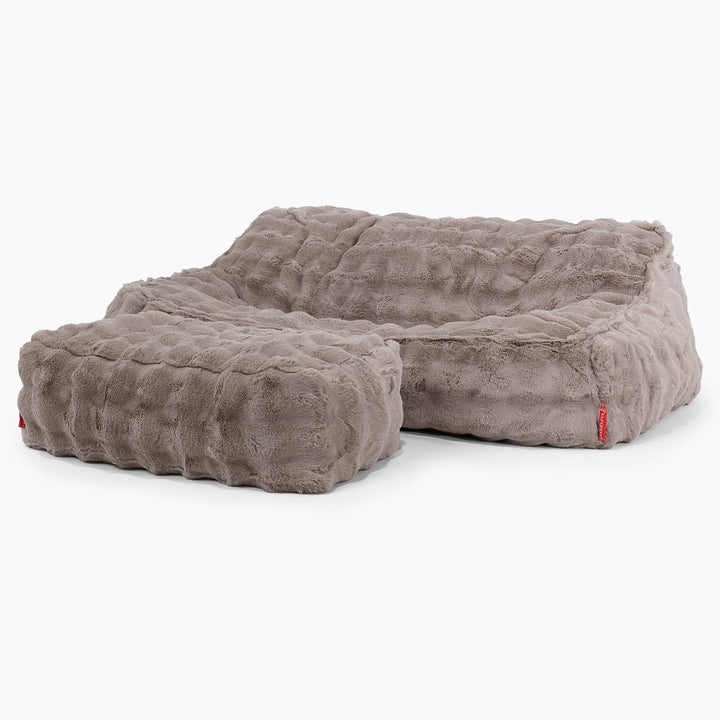 Sloucher Bean Bag Sofa - Bubble Faux Fur Mink 03