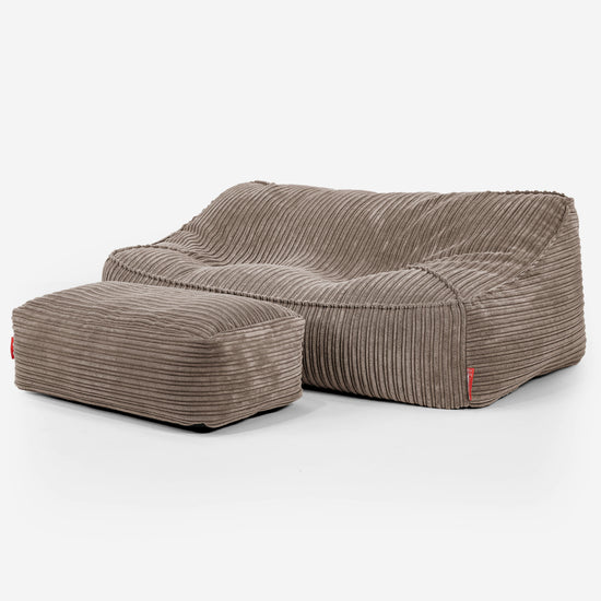 Sloucher Bean Bag Sofa - Cord Dovetail Grey 02