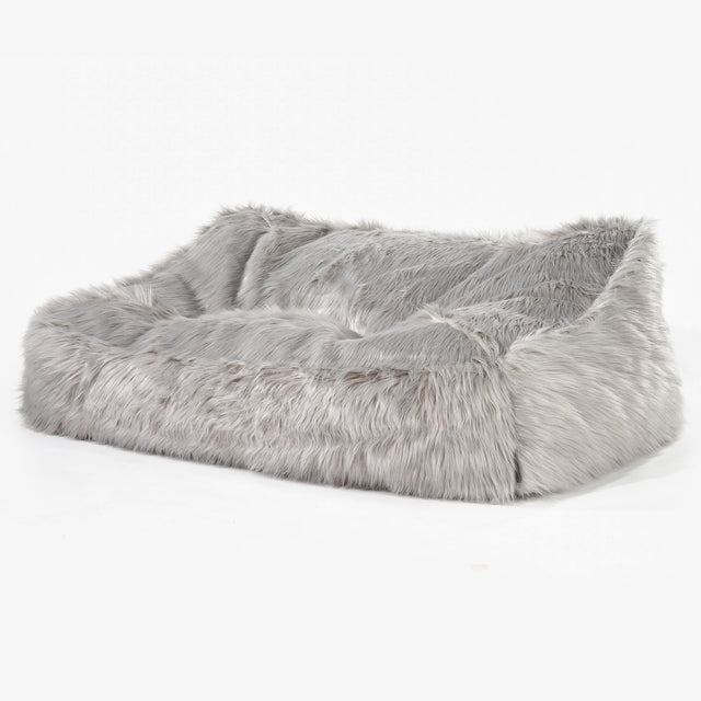 Sloucher Bean Bag Sofa - Mongolian Fur Grey 01