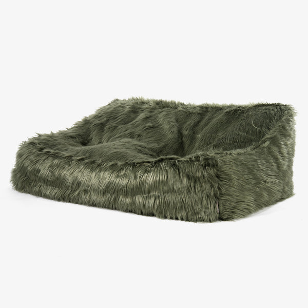 Sloucher Bean Bag Sofa - Mongolian Fur Sage Green 01