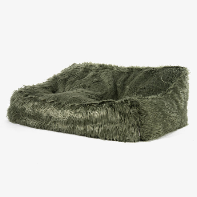 Sloucher Bean Bag Sofa - Mongolian Fur Sage Green 01