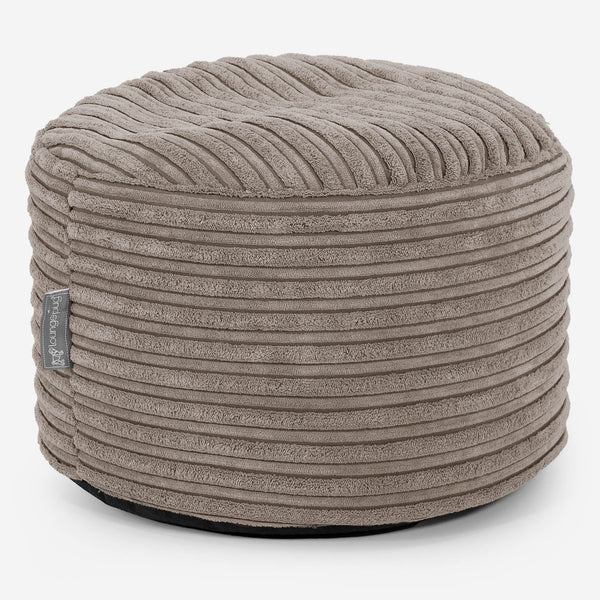 Small Round Footstool - Cord Dovetail Grey 01