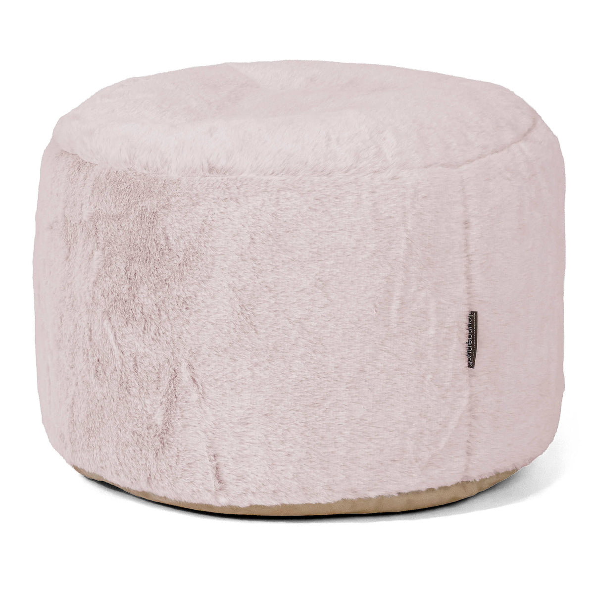 Lounge Pug Small Round Footstool Faux Rabbit Fur Dusty Pink Bean Bag ...
