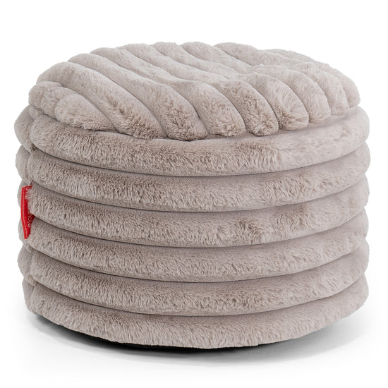 Small Round Footstool - Ultra Plush Cord Minky 01