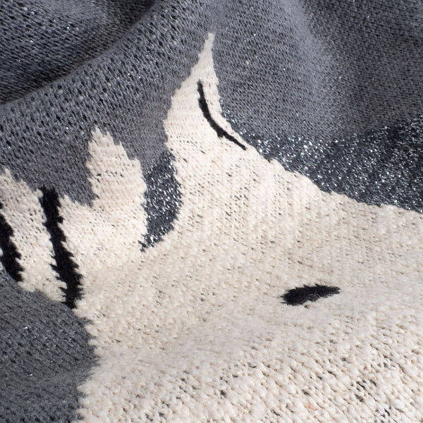 Childs Throw / Blanket - Knitted Solo Unicorn Fabric Close-up Image