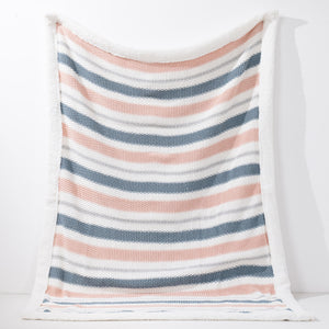 Throw / Blanket - Knitted Stripe Pastel