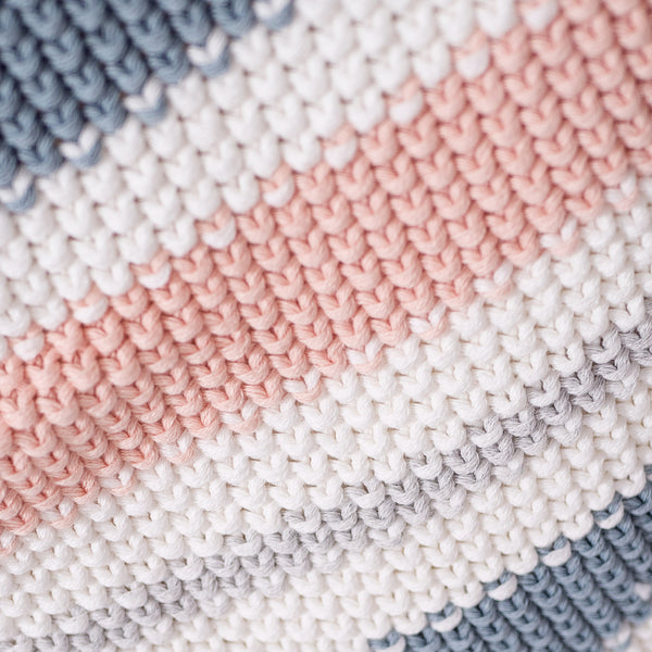 Throw / Blanket - Knitted Stripe Pastel Fabric Close-up Image