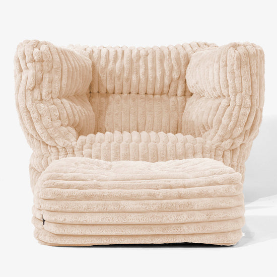 Albert Bean Bag Armchair 2.0 - Ultra Plush Cord Peach 02