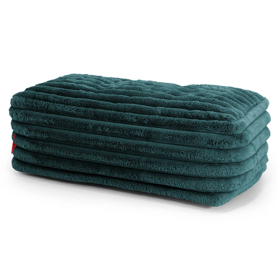 Large Footstool - Ultra Plush Cord Teal 01