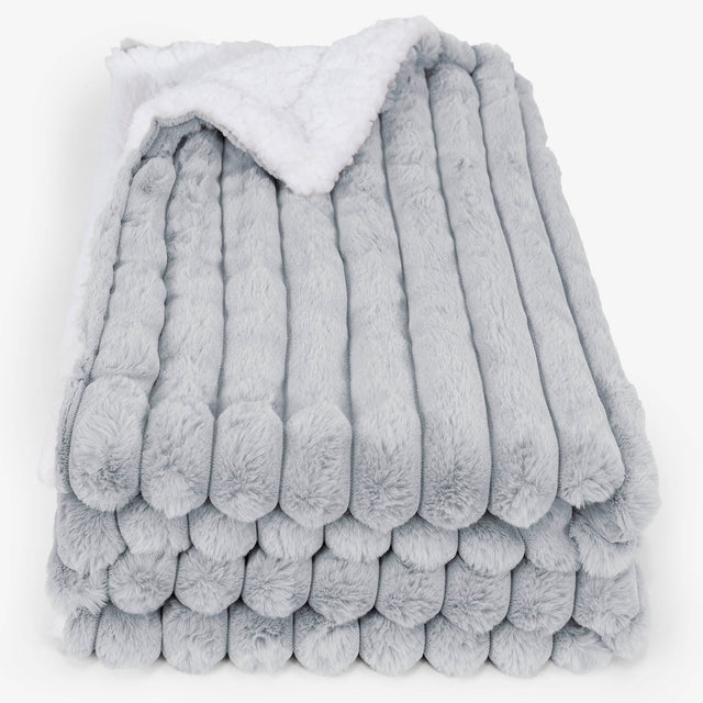 Sherpa Throw / Blanket - Ultra Plush Cord Duck Egg Blue 02