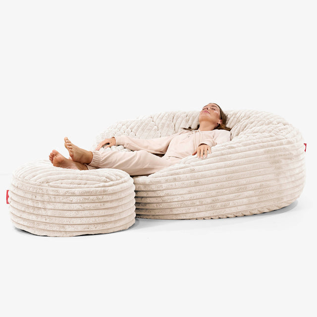 Mega Mammoth Bean Bag Sofa - Ultra Plush Cord Cream