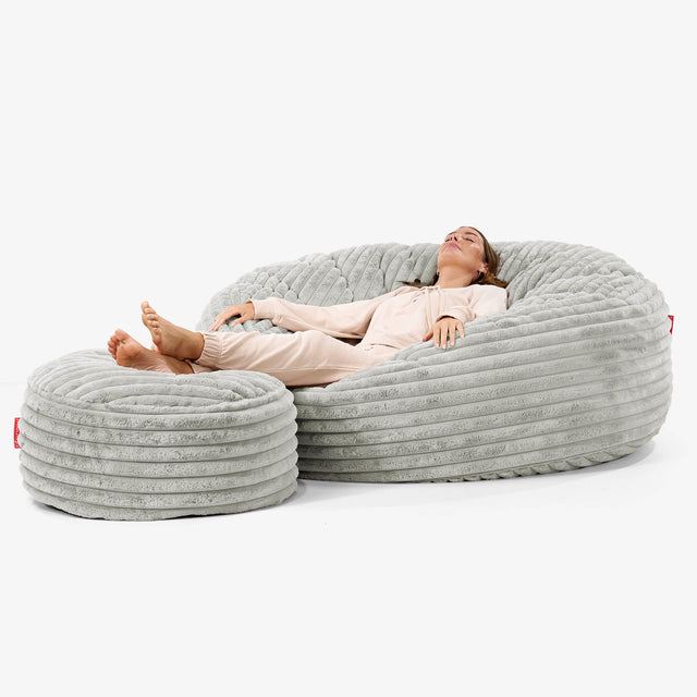 Mega Mammoth Bean Bag Sofa - Ultra Plush Cord Sage Green
