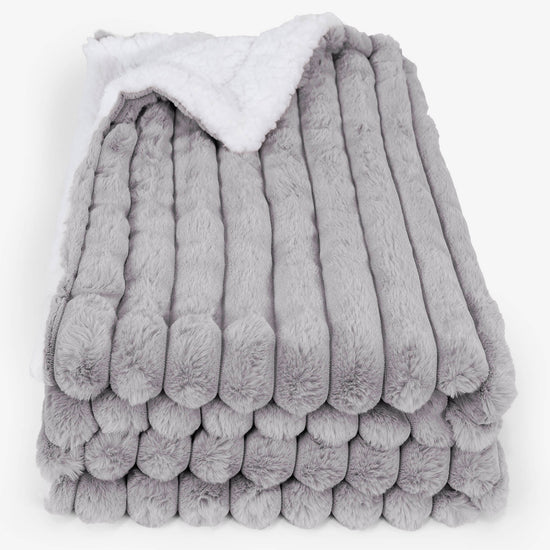 Sherpa Throw / Blanket - Ultra Plush Cord Grey 02